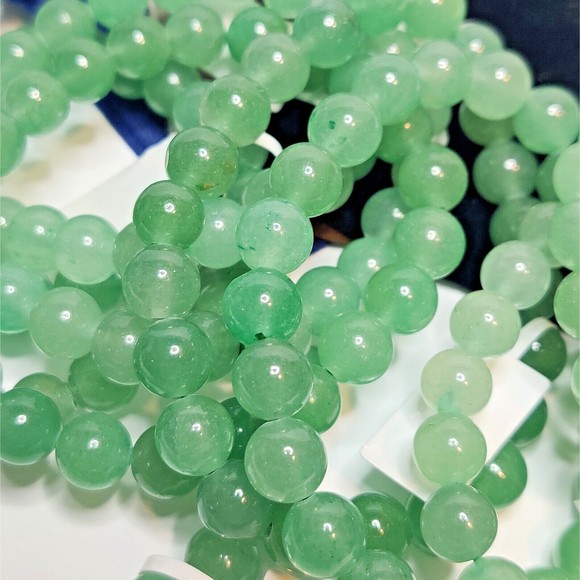 GREEN AVENTURINE STRETCHY ROUND 8mm BRACELET NAT. STONE w/ FREE FELT POUCH-B809 - Picture 8 of 14